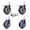 Service Caster 5'' Blue Poly Wheel Swivel 7/16'' Stem Caster Set 2 Total Lock Brake, 4PK SCC-GRTTL20S514-PPUB-BLUE-716138-2S2 - alternate 2
